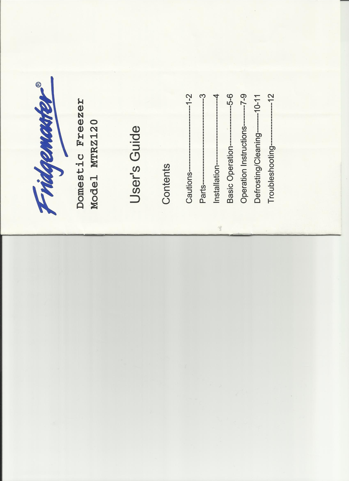 Fridgemaster MTRZ120 User Manual - ManualMachine.com