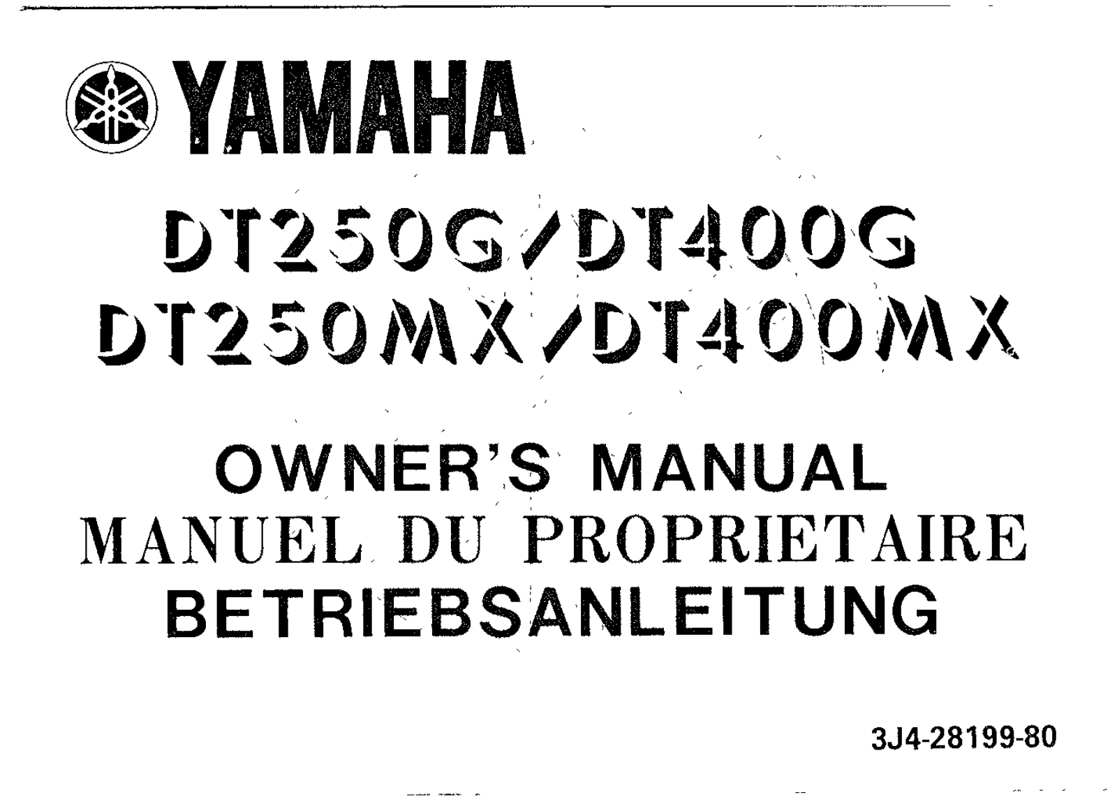 Yamaha DT250G 1980, DT400G 1980, DT250MX 1980, DT400MX 1980 Owner's manual