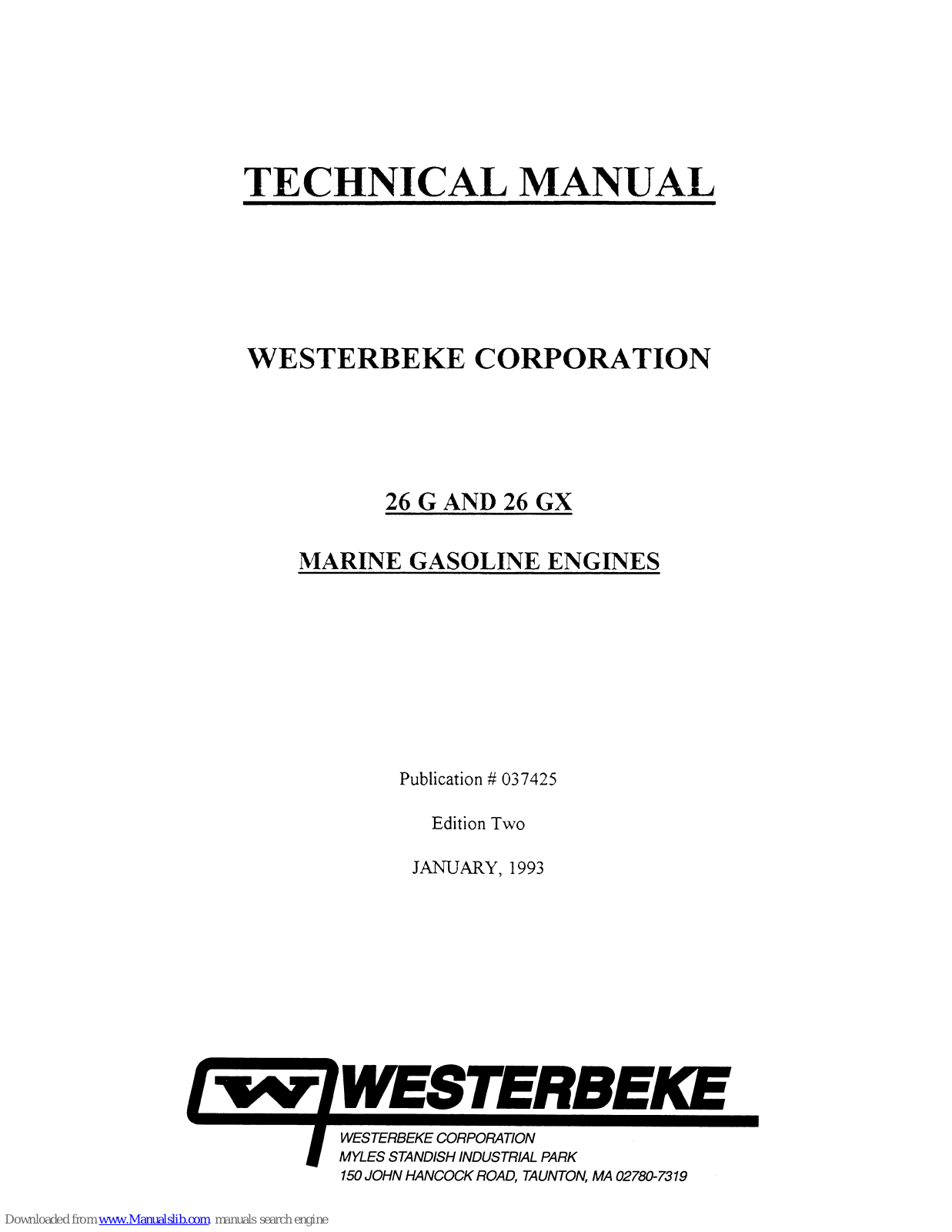 Westerbeke 26 G, 26 GX Technical Manual - ManualMachine.com