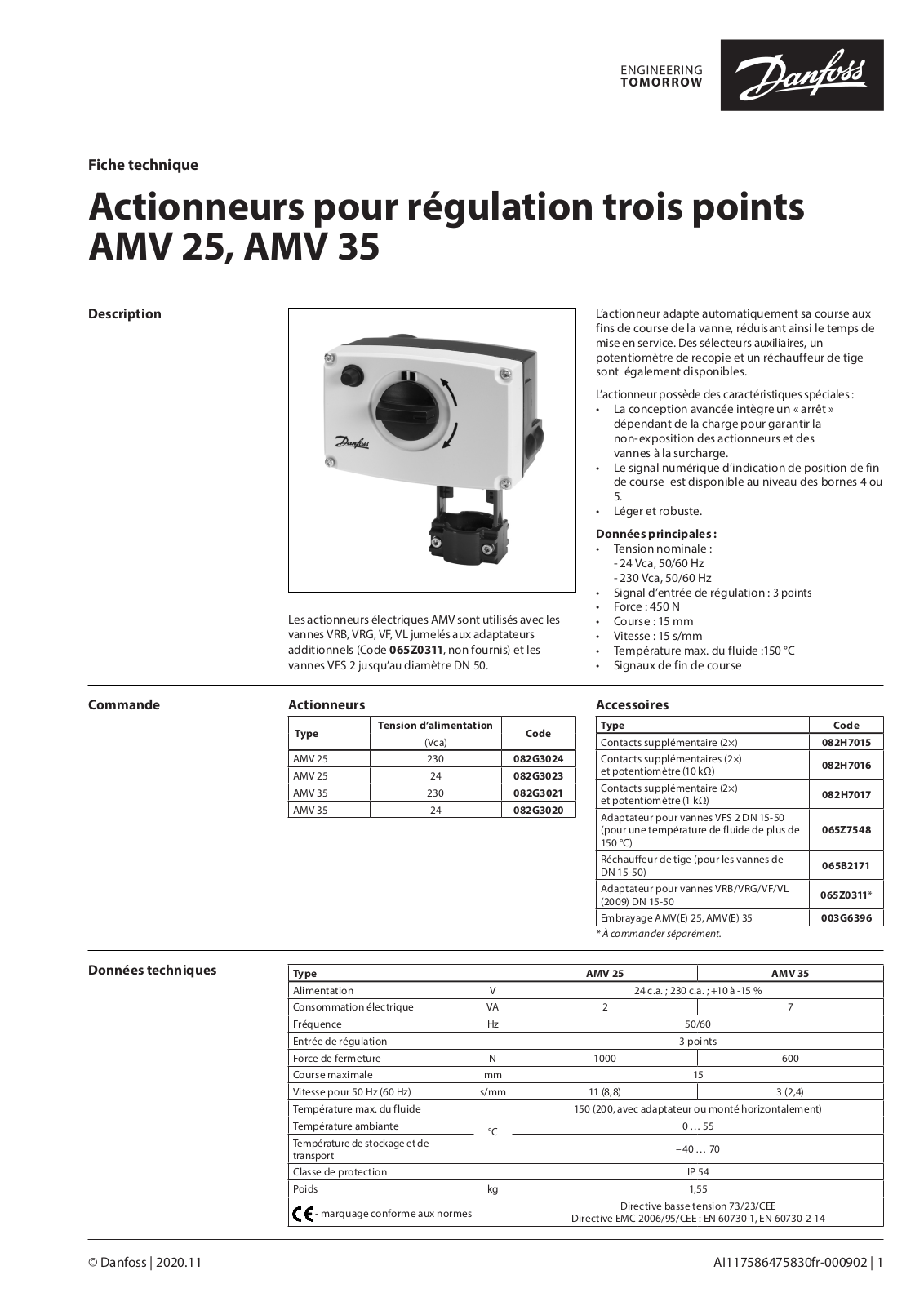 Danfoss AMV 25, AMV 35 Data sheet