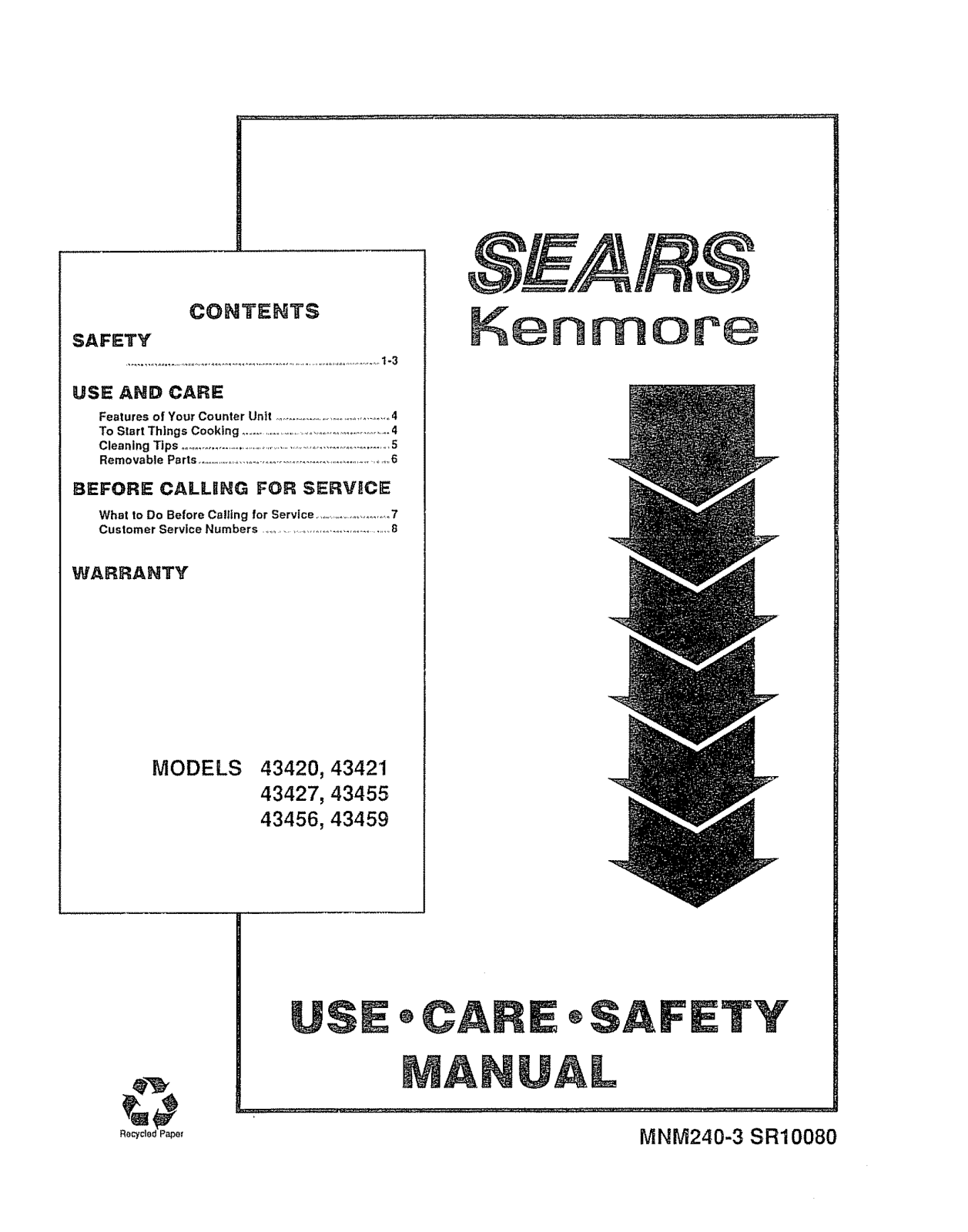 Kenmore 9114342090, 9114342190, 91143455590, 91143456590, 91143459590 Owner’s Manual
