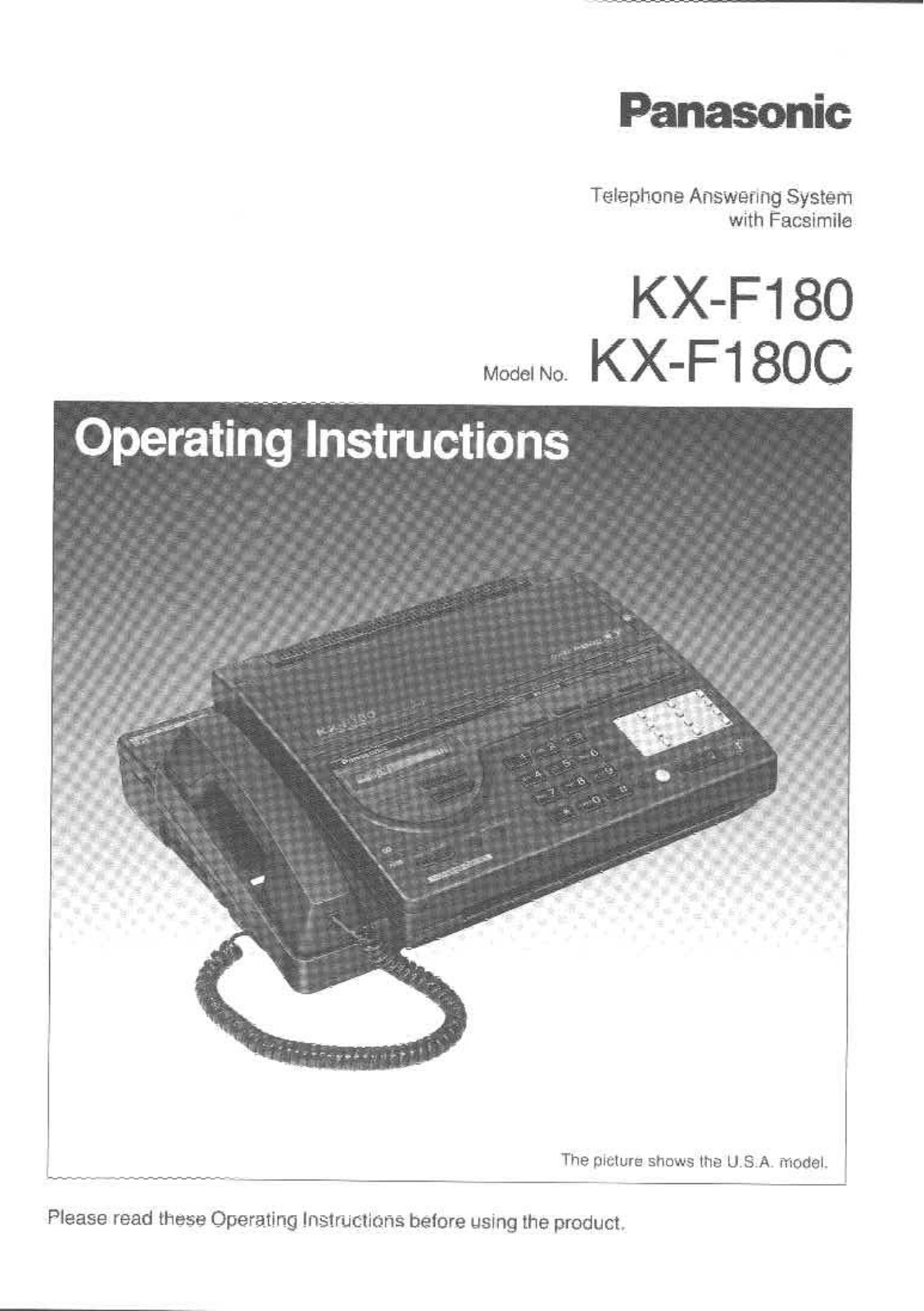 Panasonic KX-F180, KX-F180C Operating Instruction