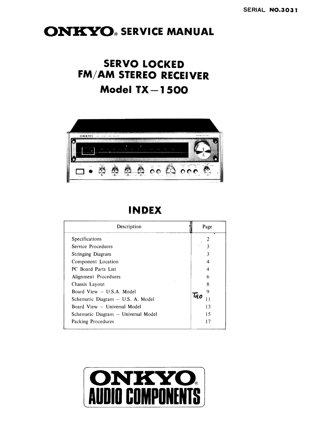 Onkyo TX-1500 Service manual