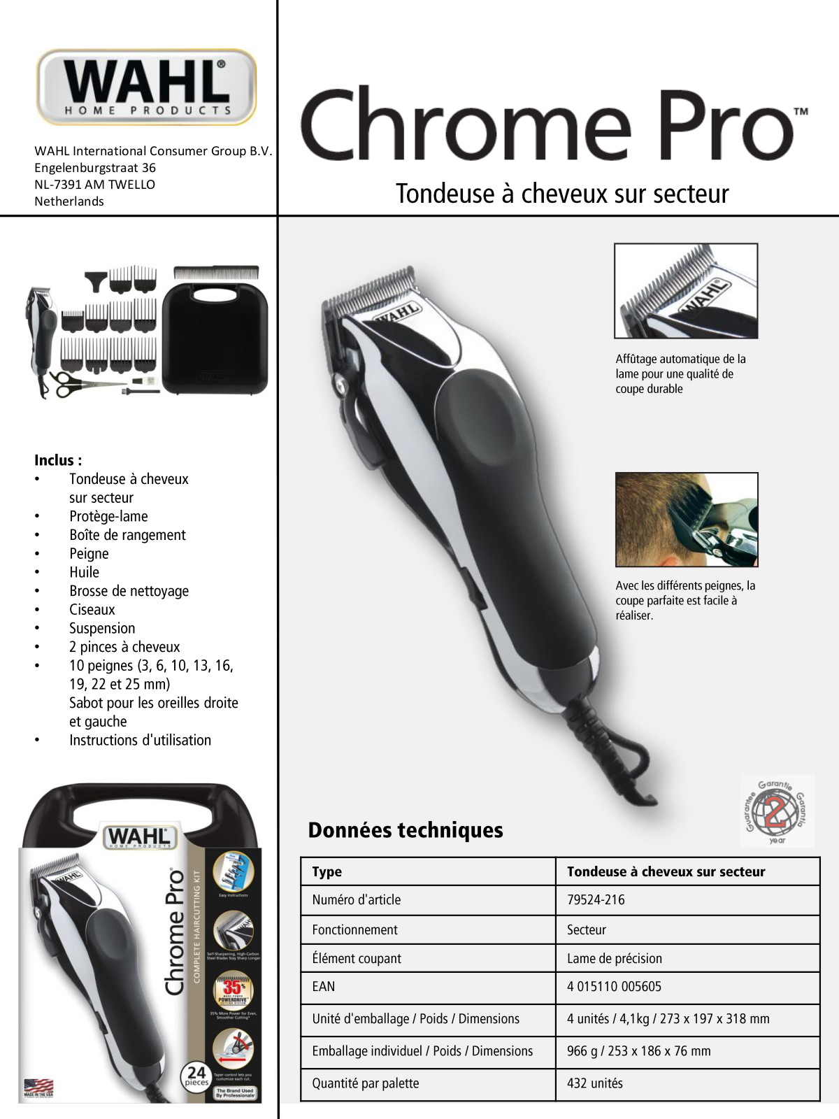 Wahl 79524-216 product sheet