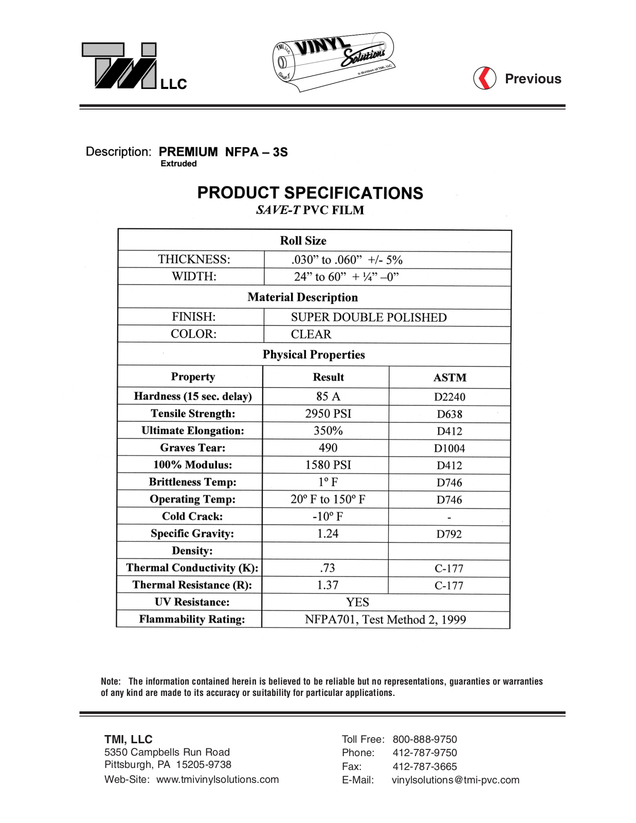 Tmi PREMIUM NFPA-3S User Manual