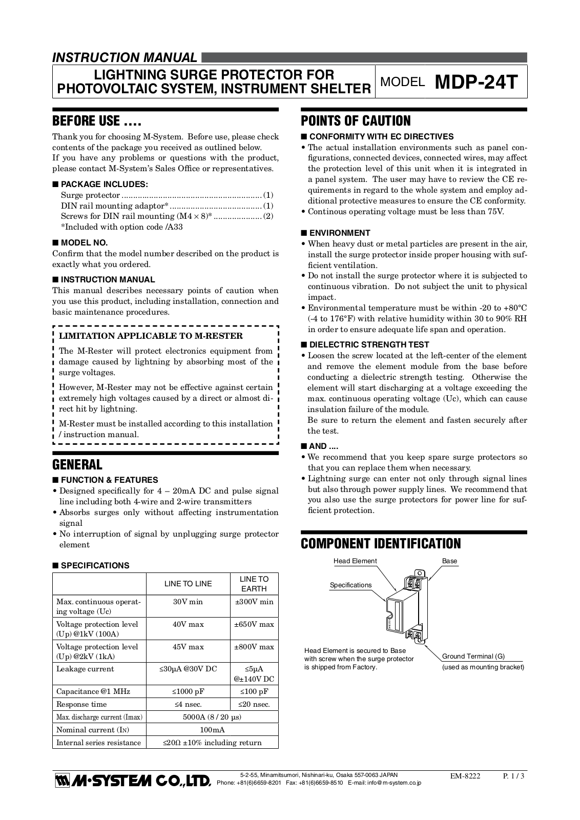 M-System MDP-24T Instruction Manual