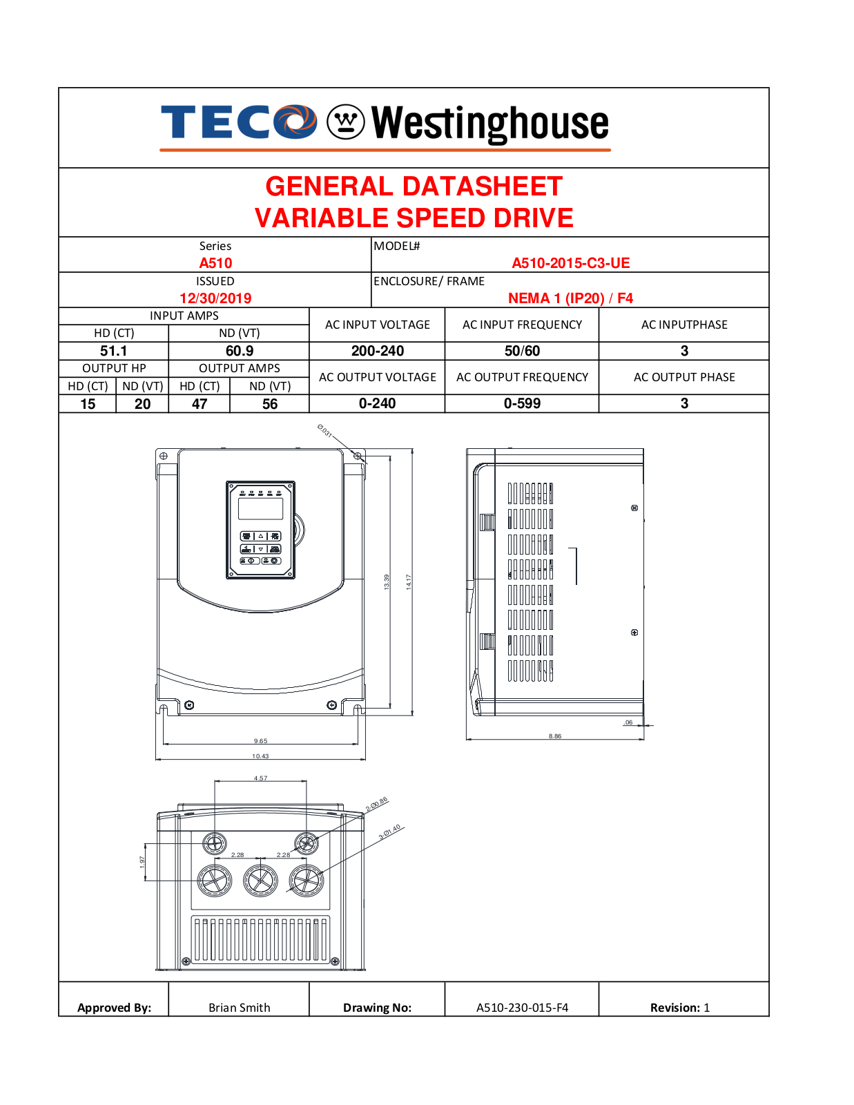 Teco A510-2015-C3-UE Data Sheet