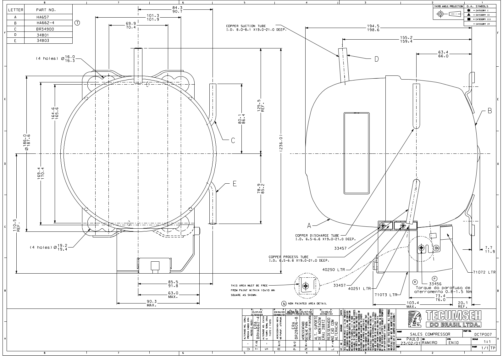 Tecumseh TPA1410YXC Drawing Data