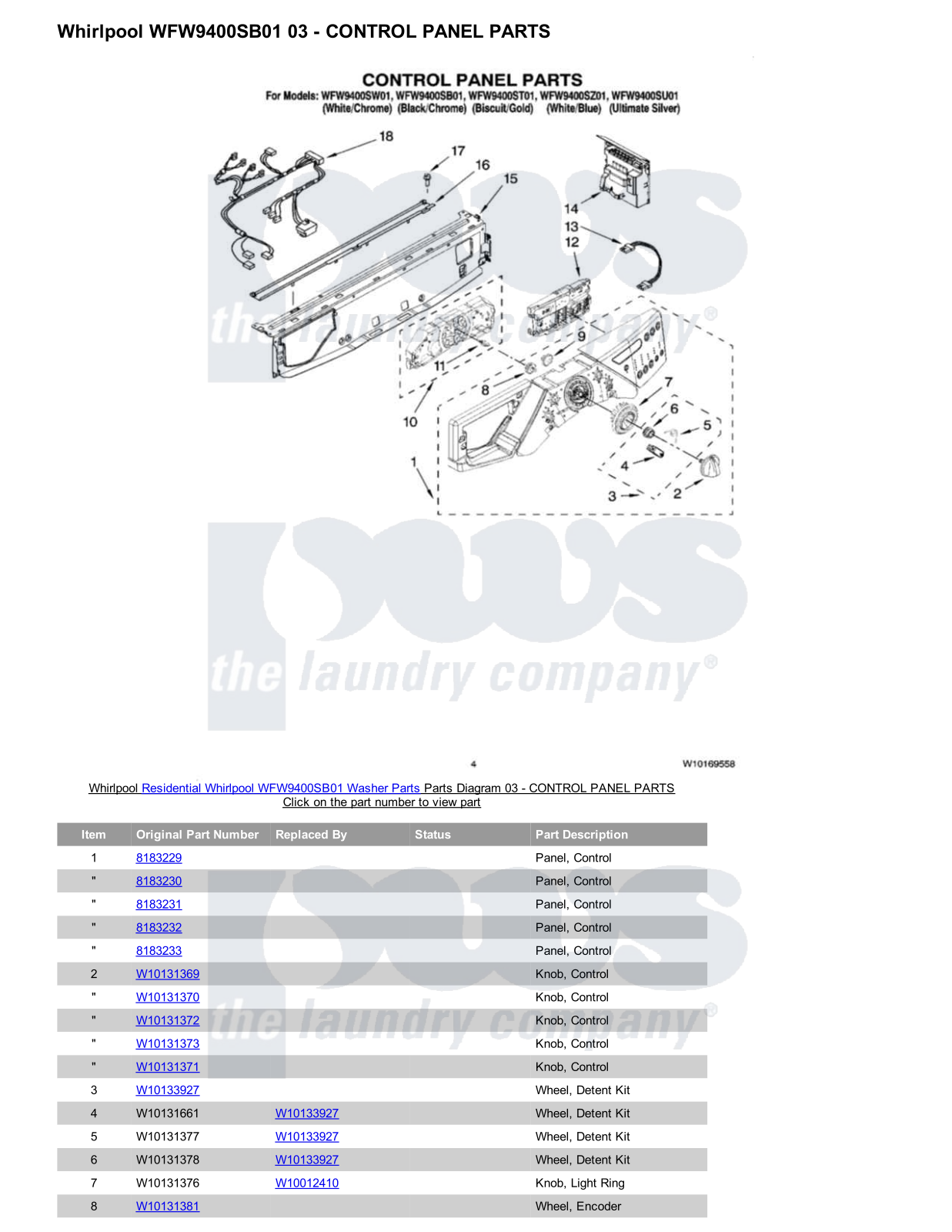 Whirlpool WFW9400SB01 Parts Diagram