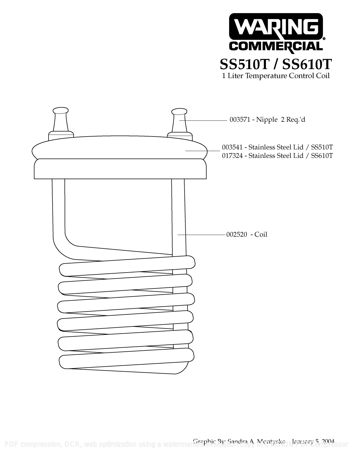 Waring SS510T Parts List