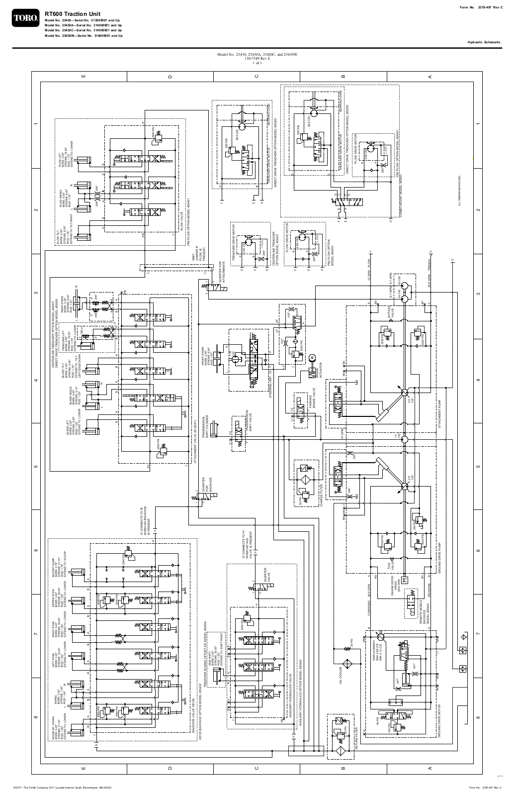 Toro 25430, 25430A, 25430C, 25430W Schematic Drawing