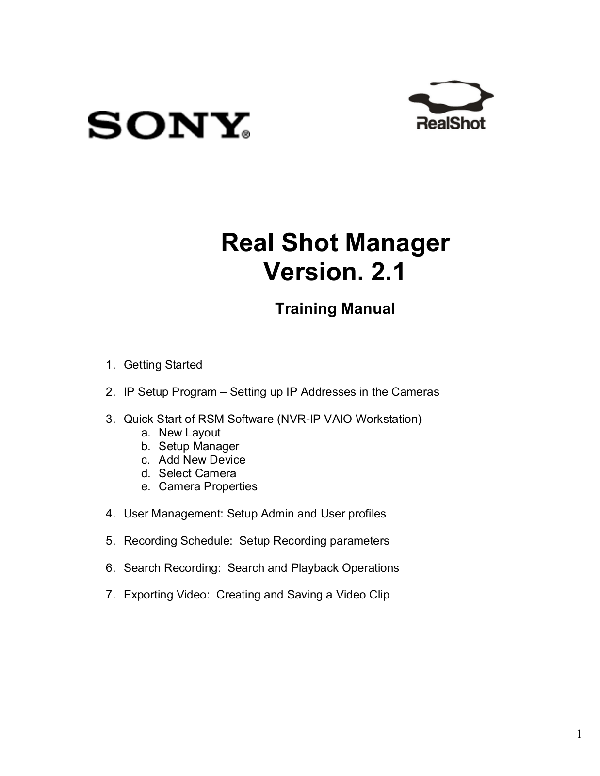 Sony realshot manager 2.1 User Manual