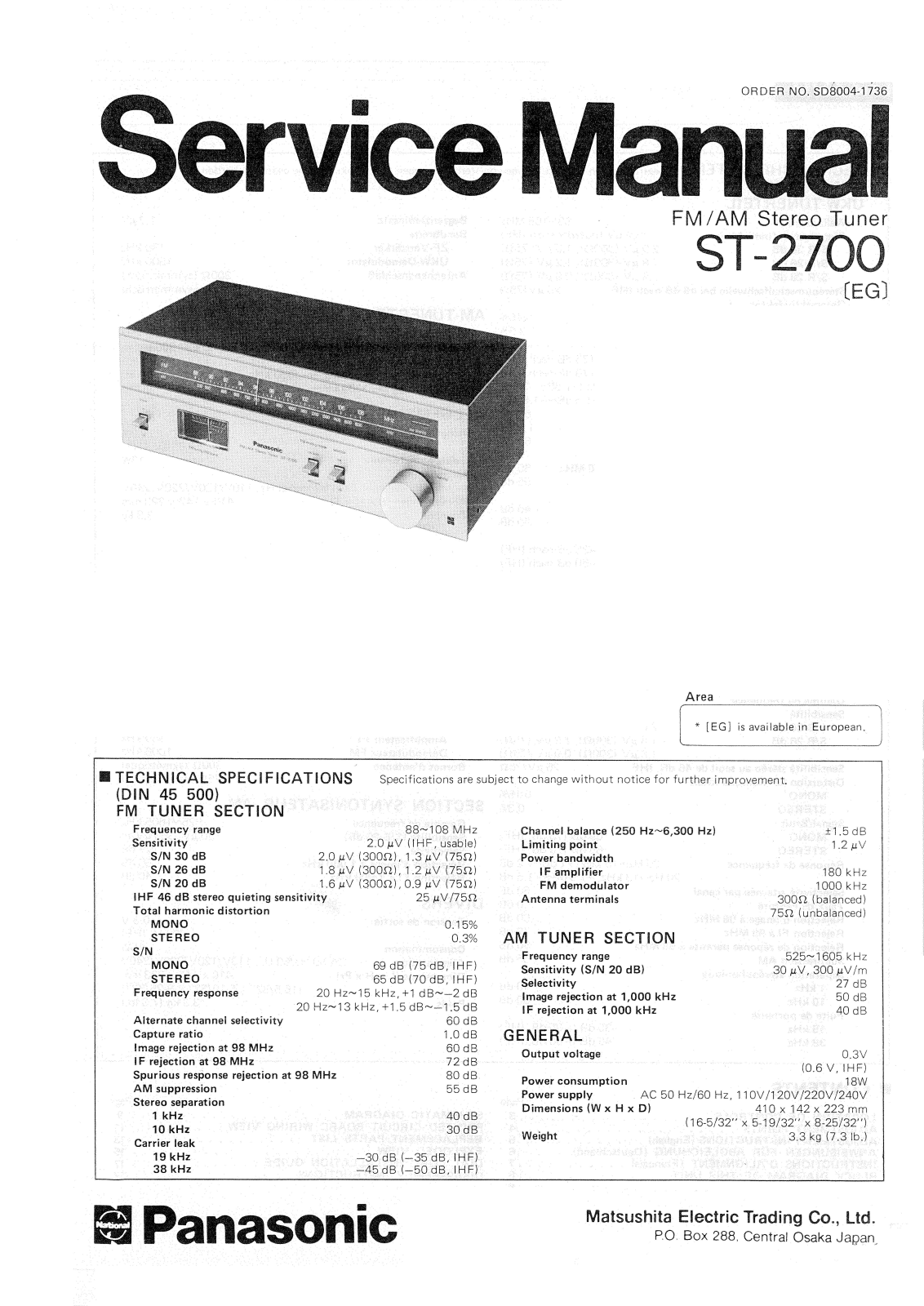 Panasonic ST2700 Service Manual