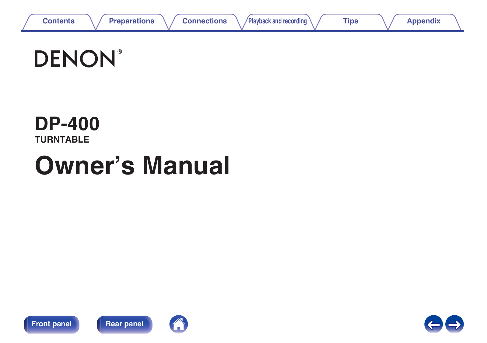 Denon DP-400 Owner's Manual