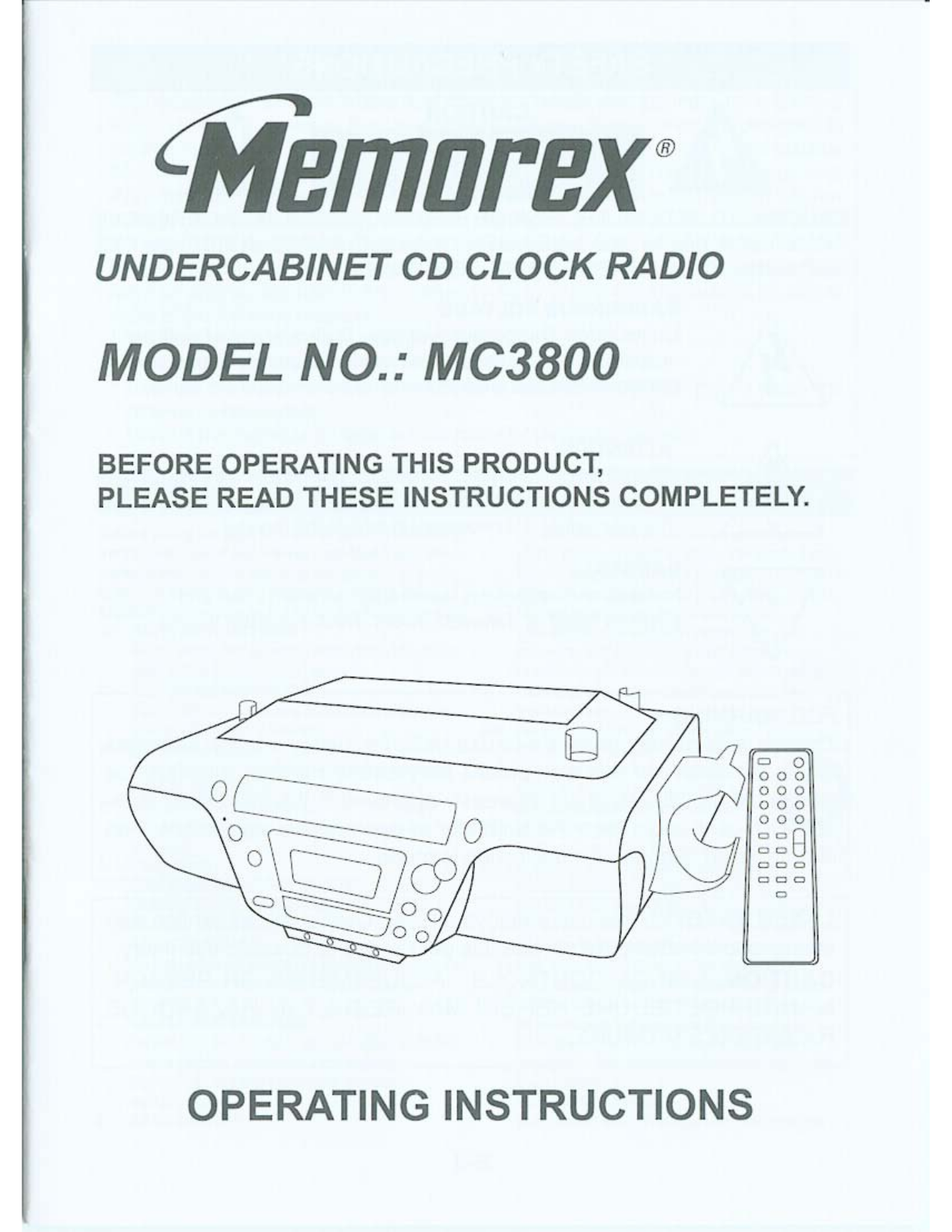 Memorex MC3800 User's Guide