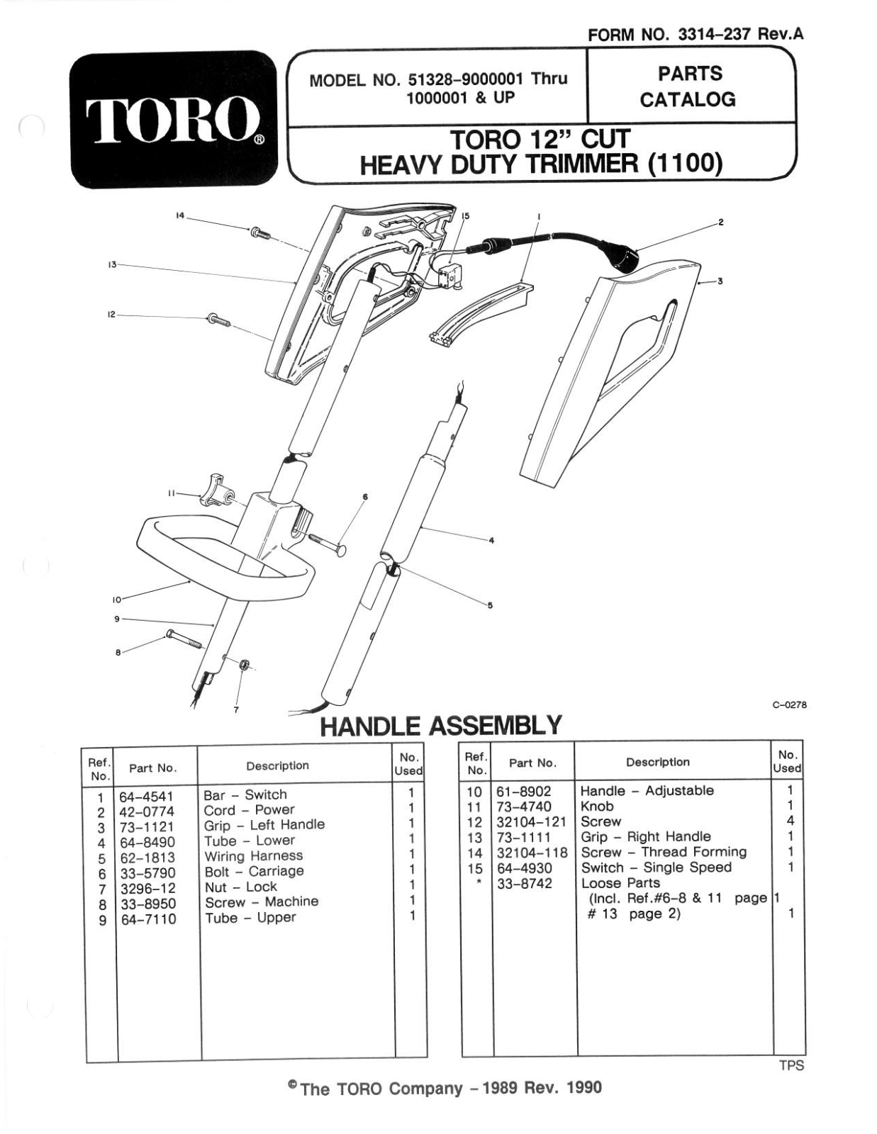 Toro 51328 Parts Catalogue