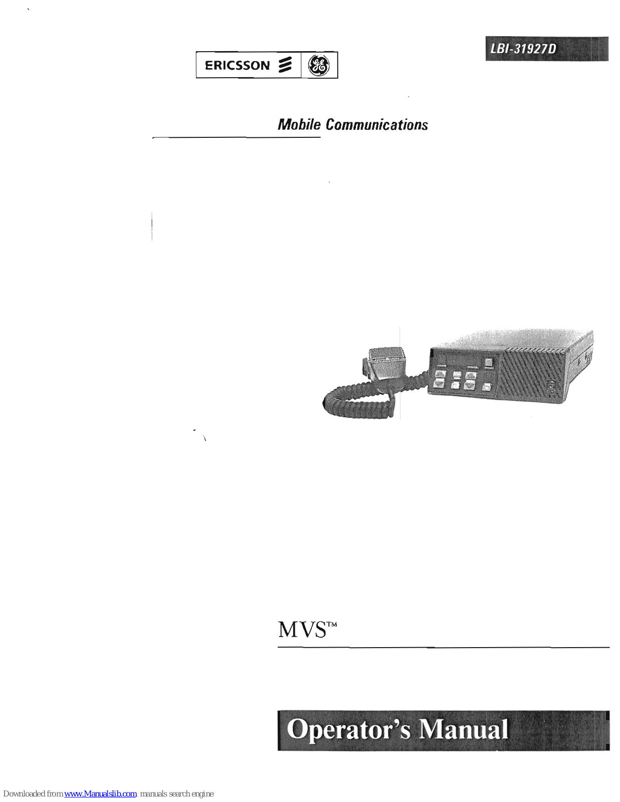 Ericsson GE MVS Operator's Manual - ManualMachine.com