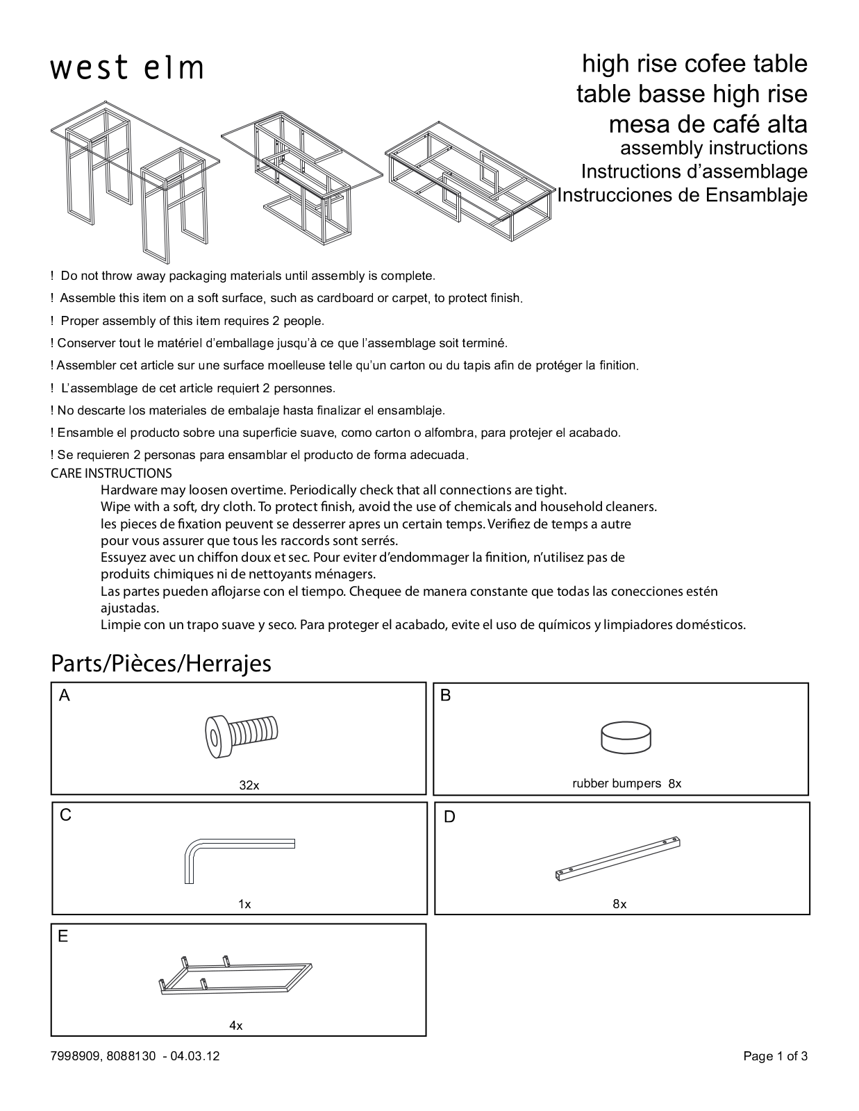 West Elm High Rise Console Assembly Instruction