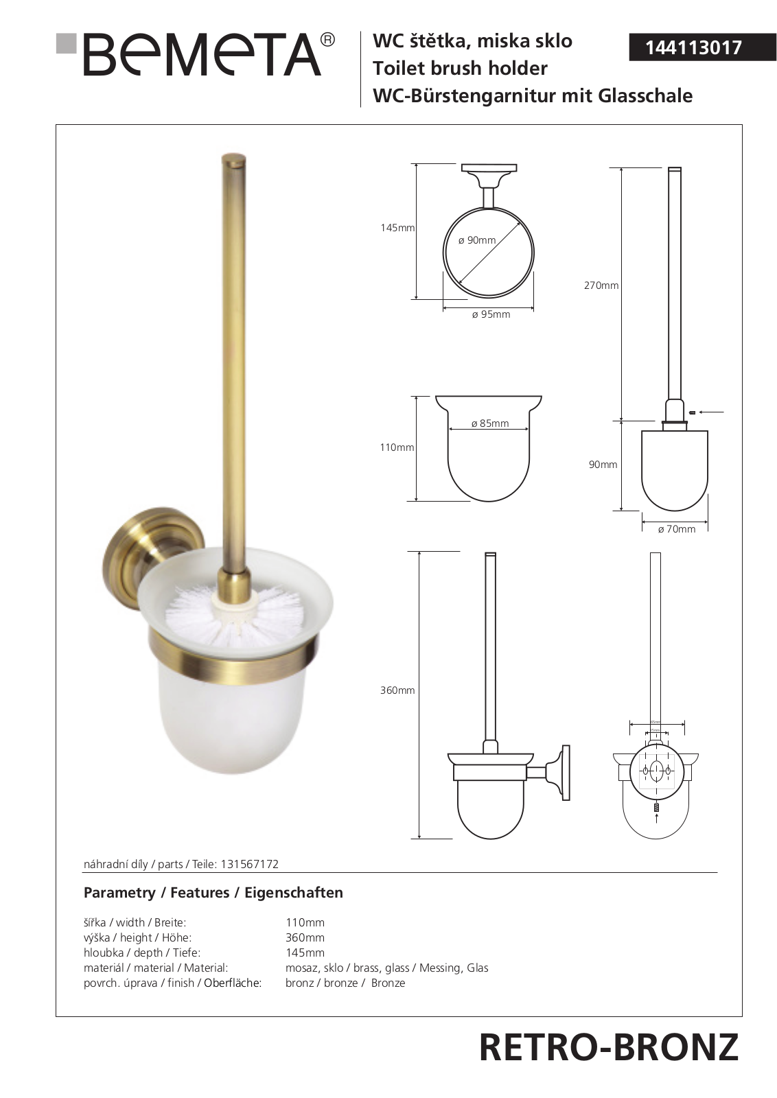Bemeta RETRO - BRONZ 144113017 User guide - ManualMachine.com