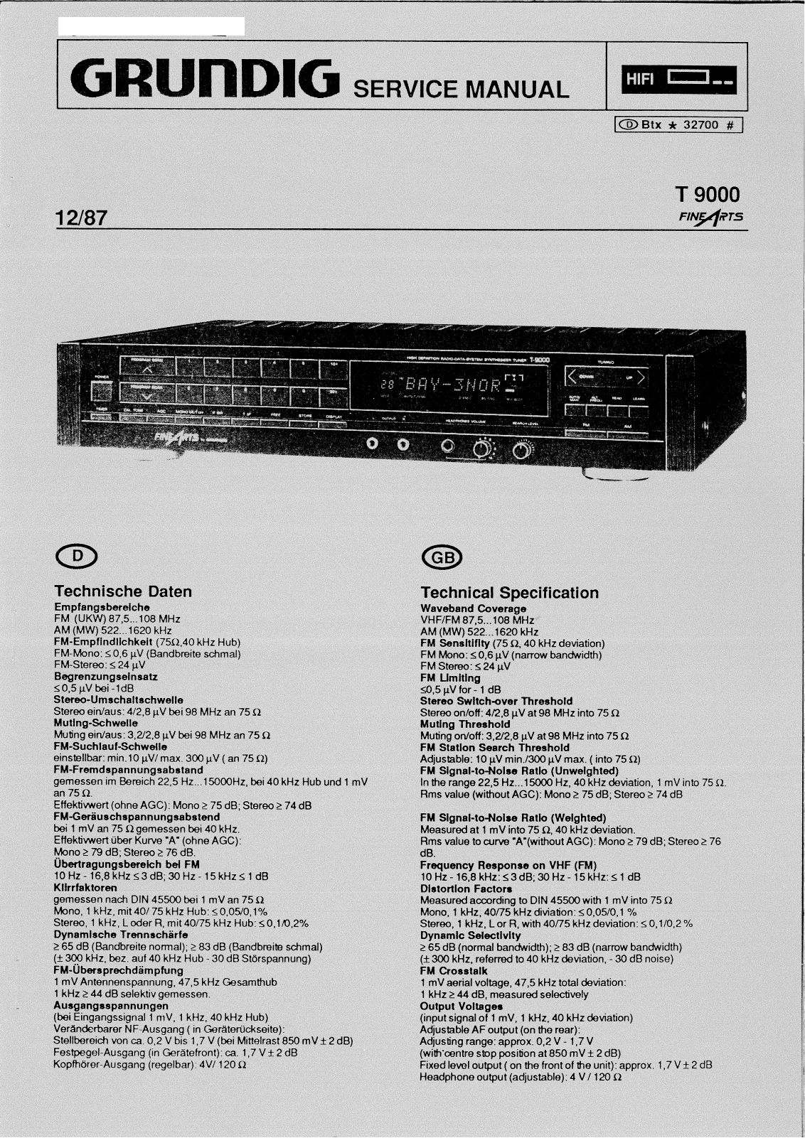 Grundig T-9000 Service manual