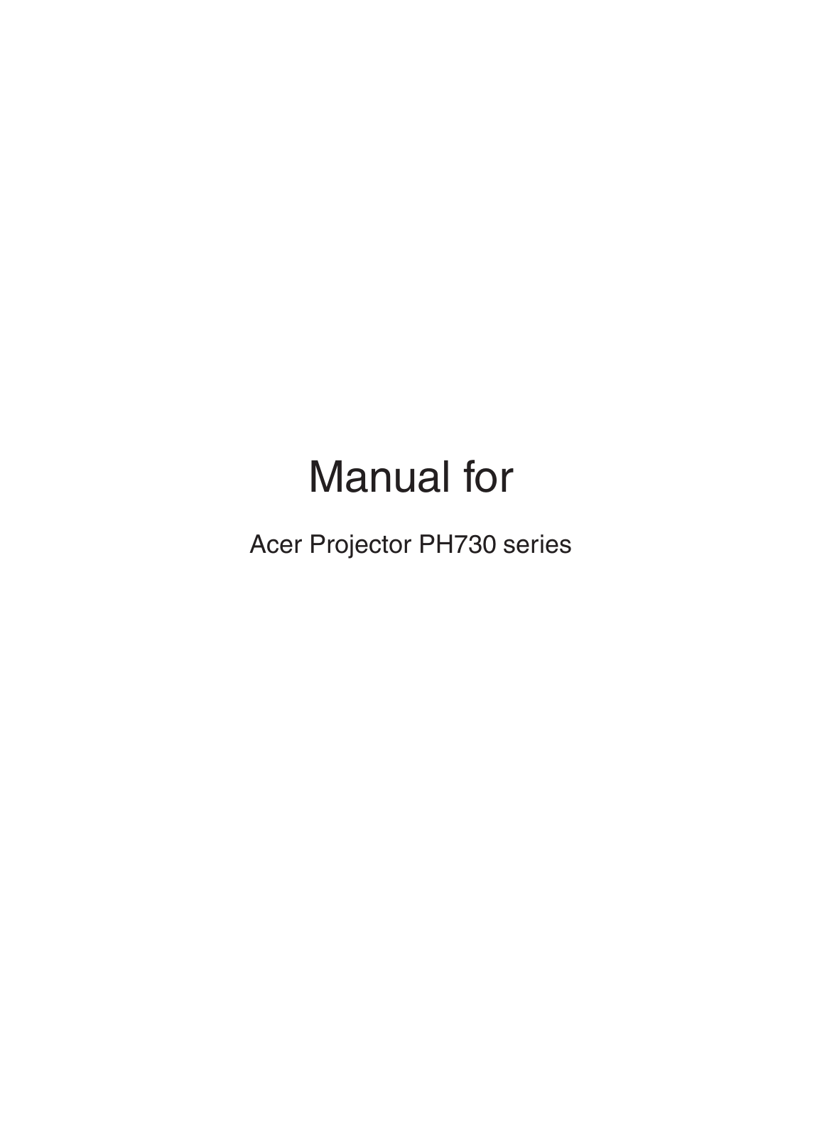 Acer PH730 User Manual