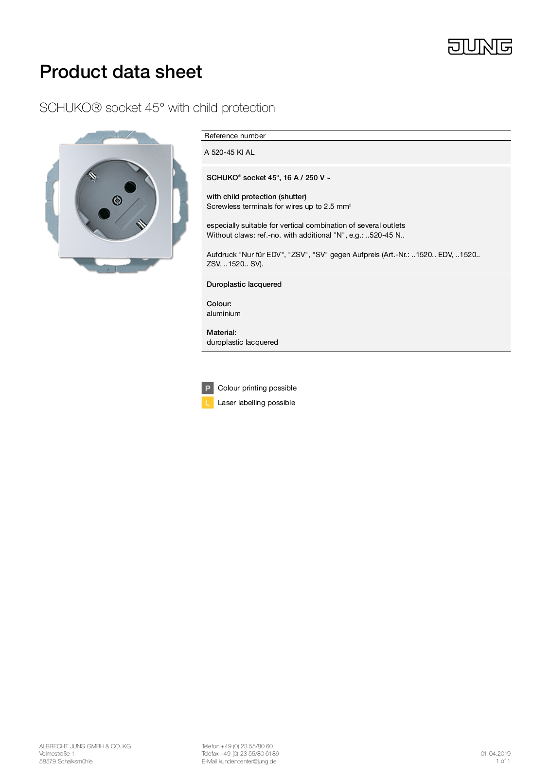 Jung A 520-45 KI AL User Manual