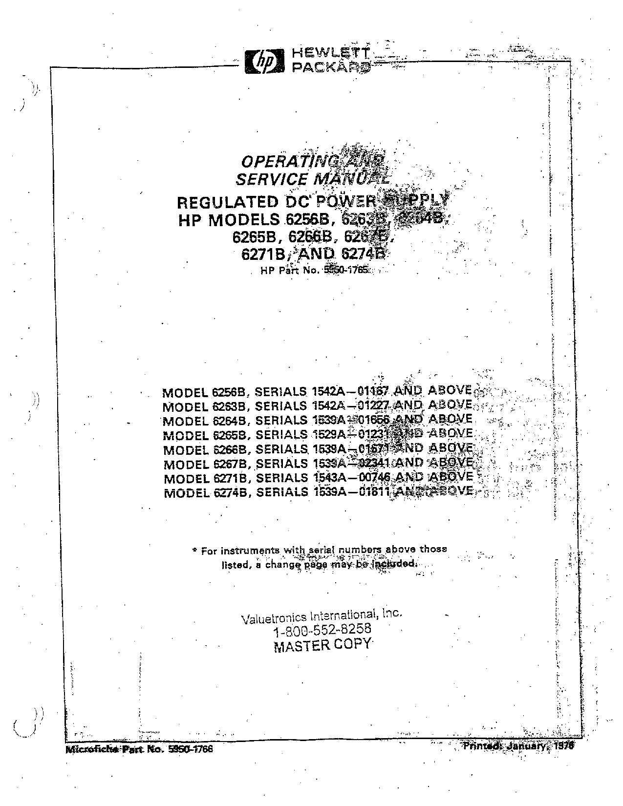 HP (Hewlett-Packard) 6266B, 6274B, 6264B, 6263B, 6256B User Manual