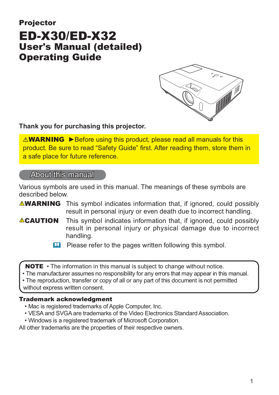 Hitachi ED-X32 User Manual