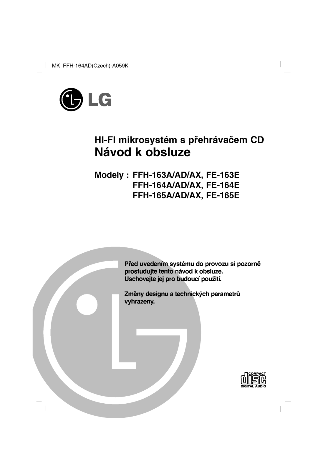 Lg FFH-164A, FFH-163A, FFH-165A, FE-163E, FE-164E User Manual