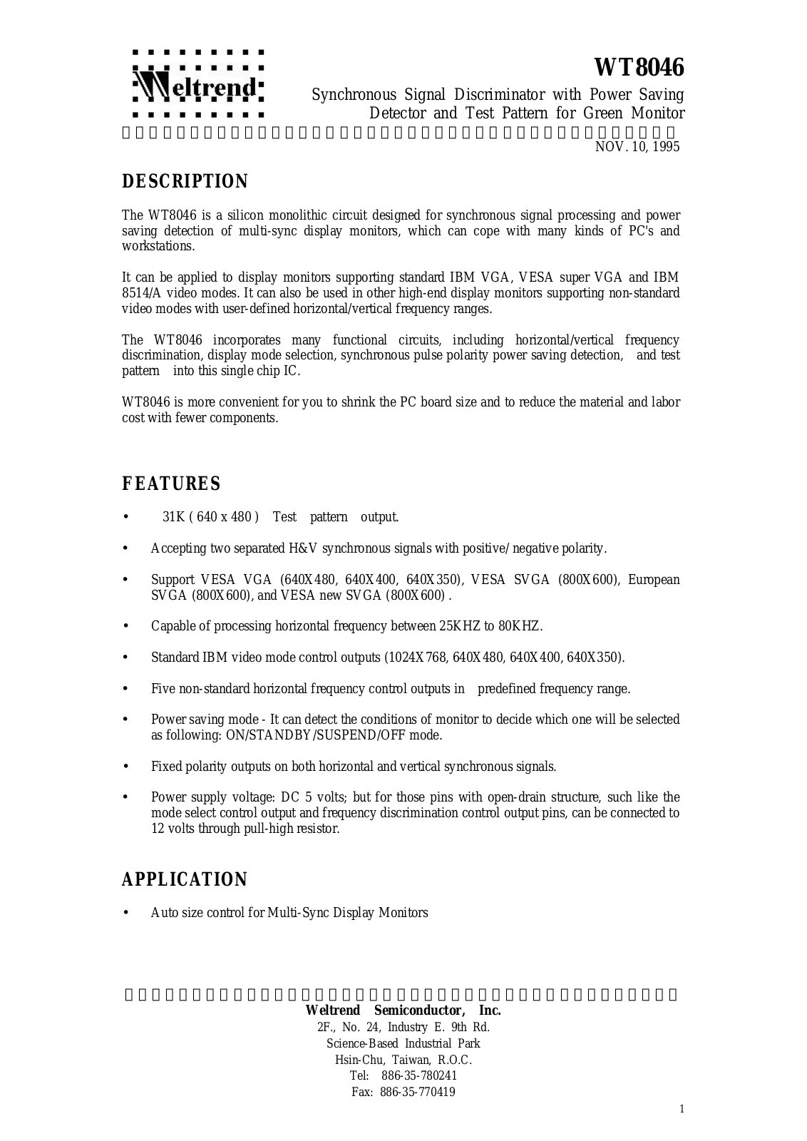 WELTREND WT8046N28P8, WT8046N28P7, WT8046N28P6, WT8046N28P5, WT8046N28P4 Datasheet