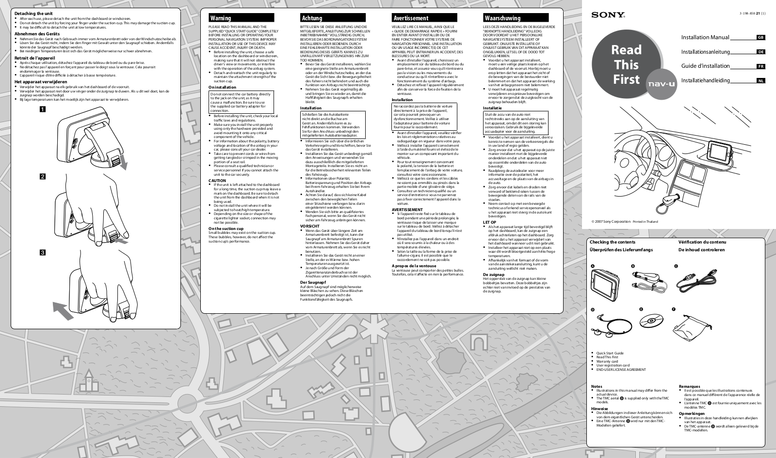 SONY NV-U72 User Manual