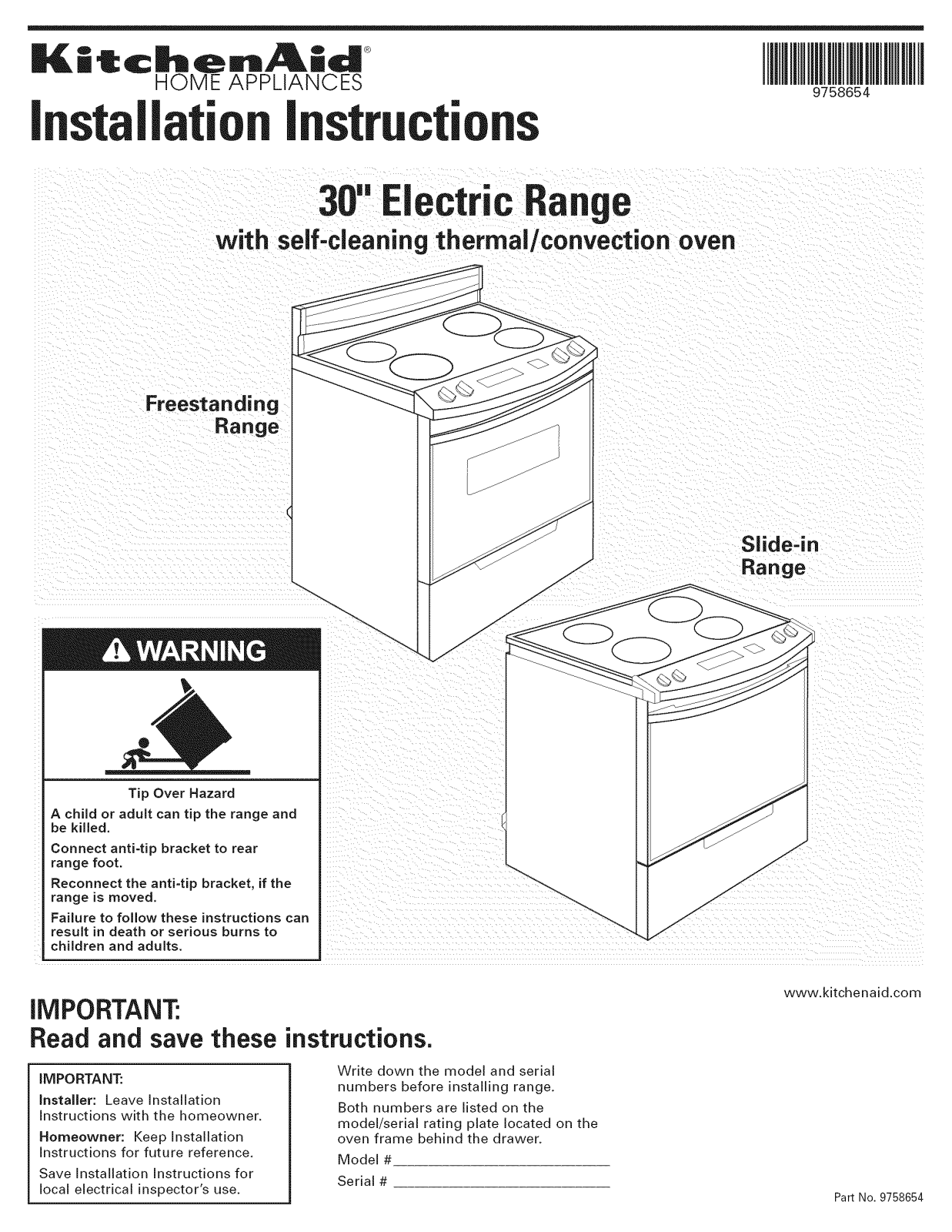 KitchenAid YKESC308LS0, YKERC608LS0 Installation Guide - ManualMachine.com