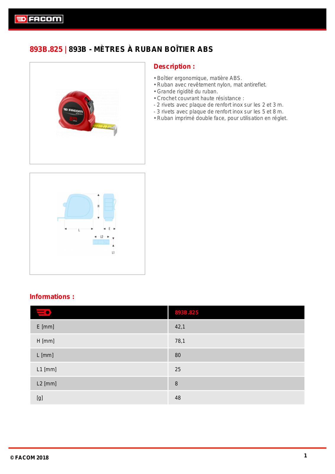 Facom 893B.825PB Specification - ManualMachine.com