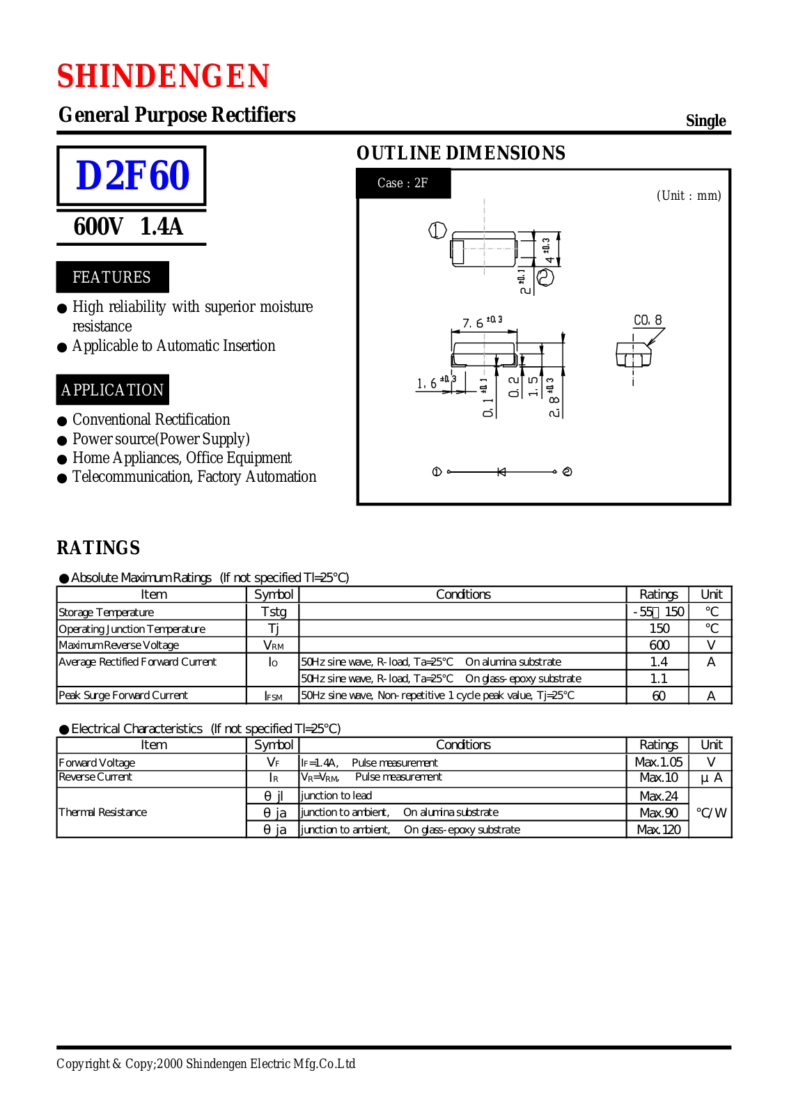 Shindengen D2F60 Datasheet