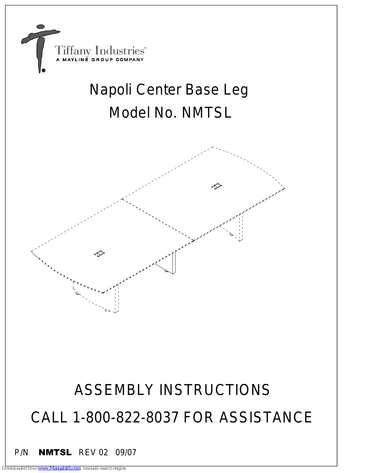 Tiffany Industries Napoli Center Base Leg Assembly Instructions Manual