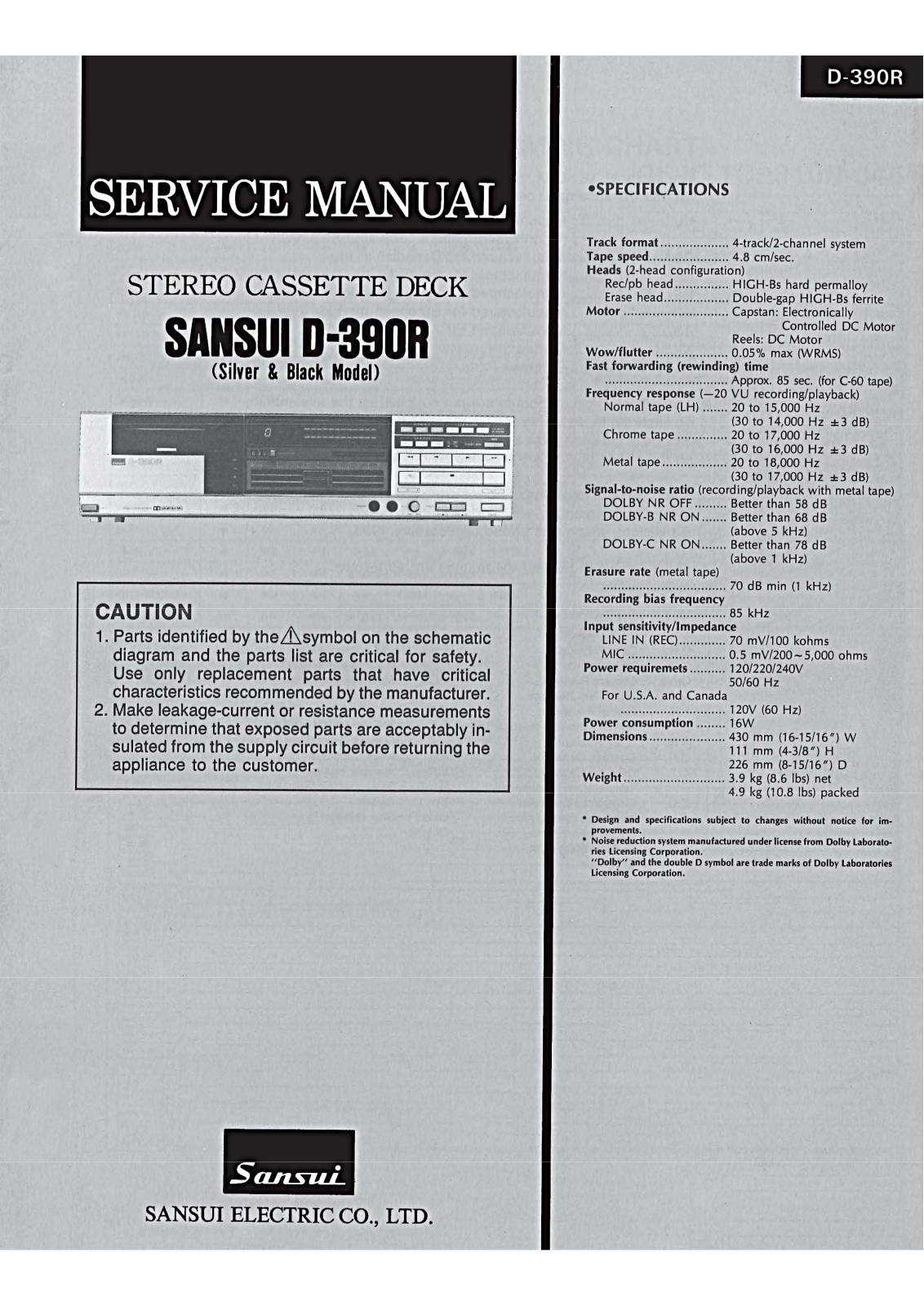 Sansui D-390-R Service Manual