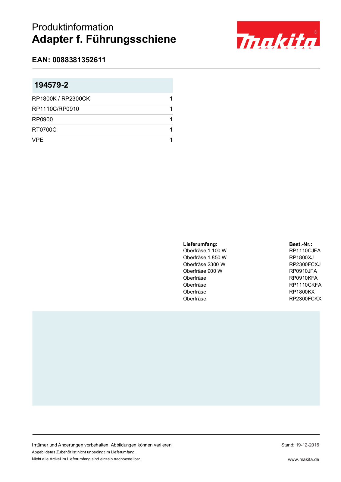 Makita 194579-2 Produkt information