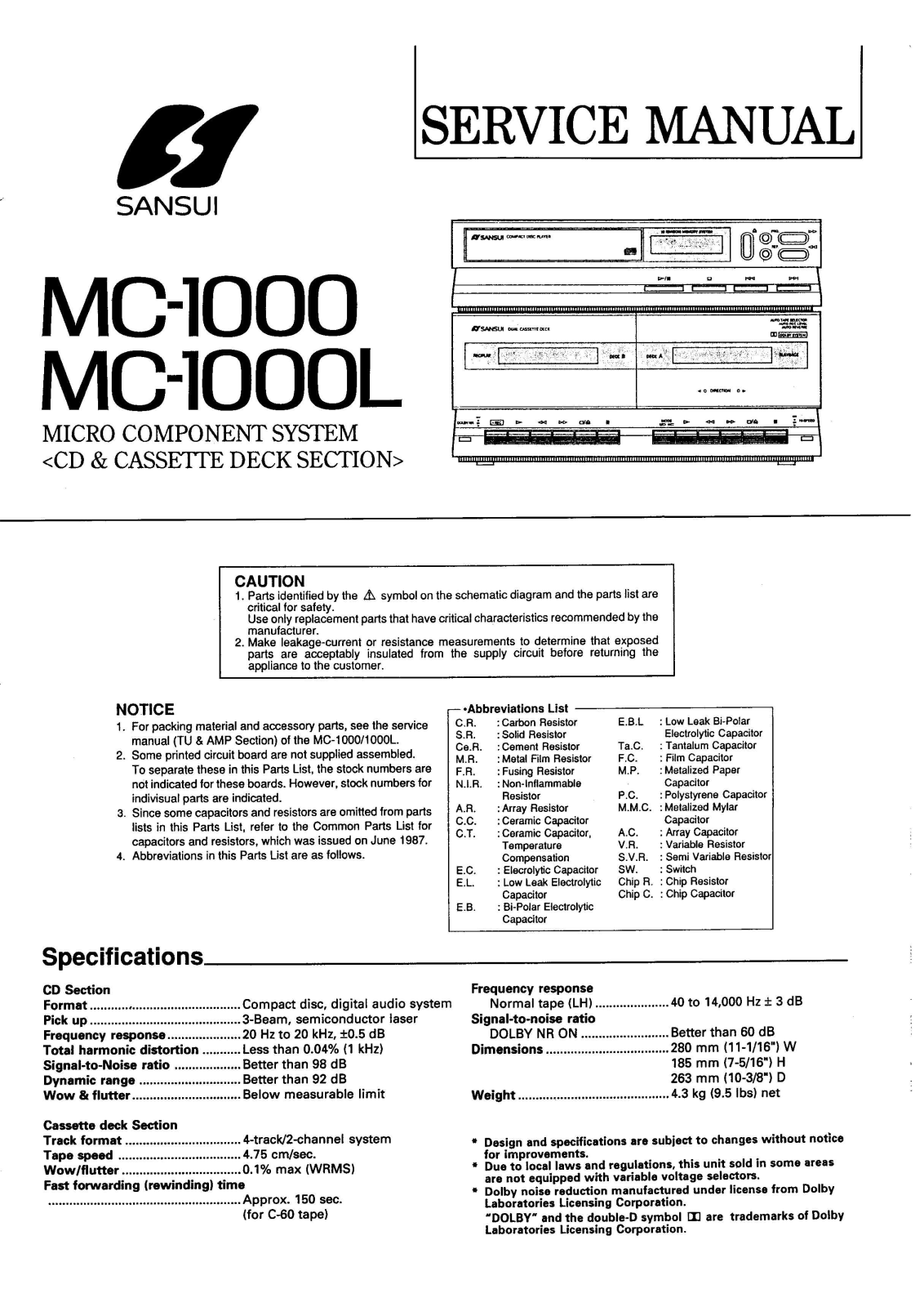 Sansui MC-1000, MC-1000-L Service Manual