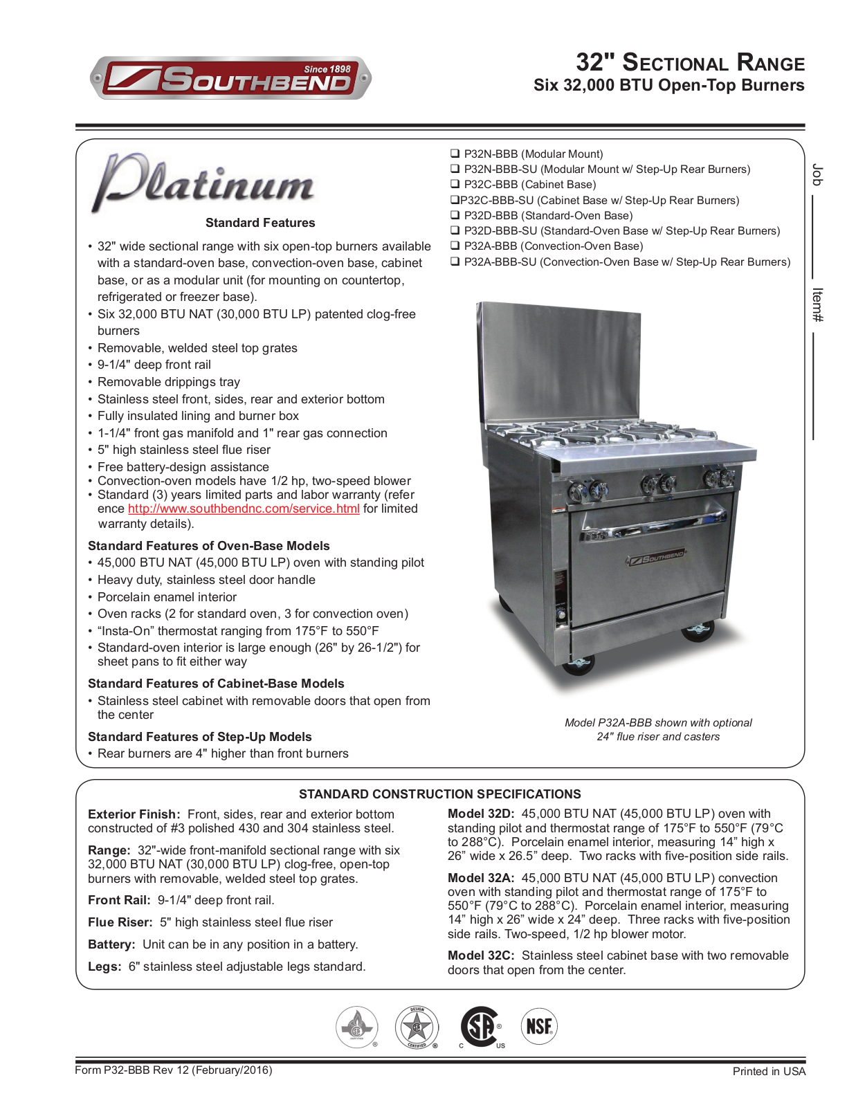 Southbend P32A-BBB User Manual