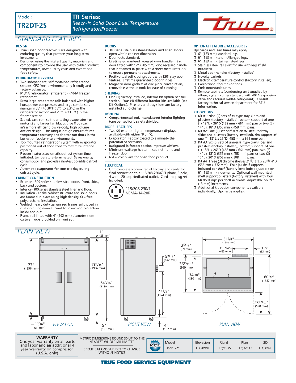 True TR2DT-2S User Manual