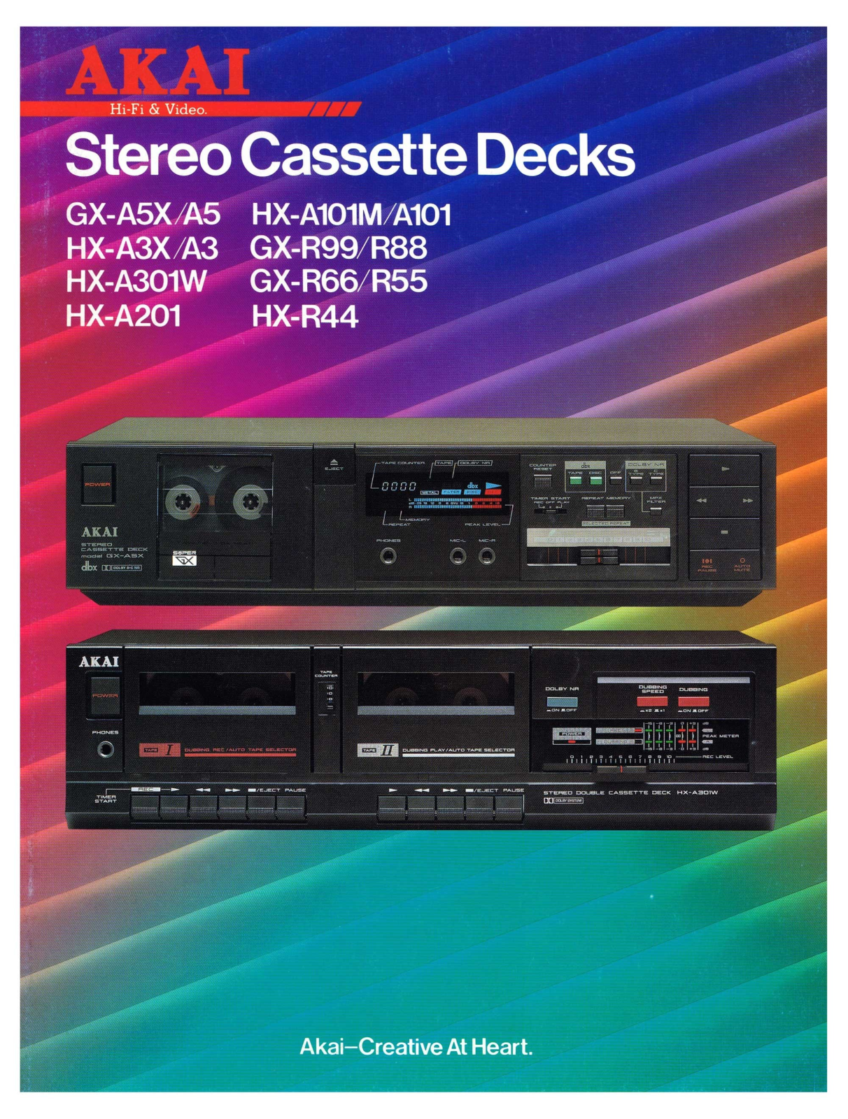 Akai GX-A5X, HX-A301W, HX-A201, HX-R44, GX-R64 Catalog