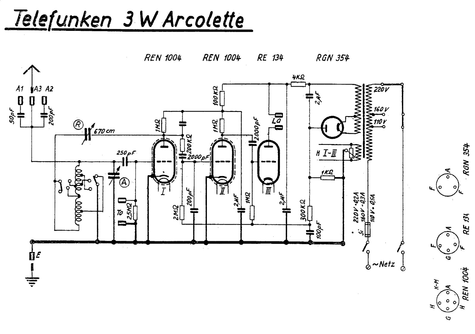 Telefunken Arcolette-3W Schematic