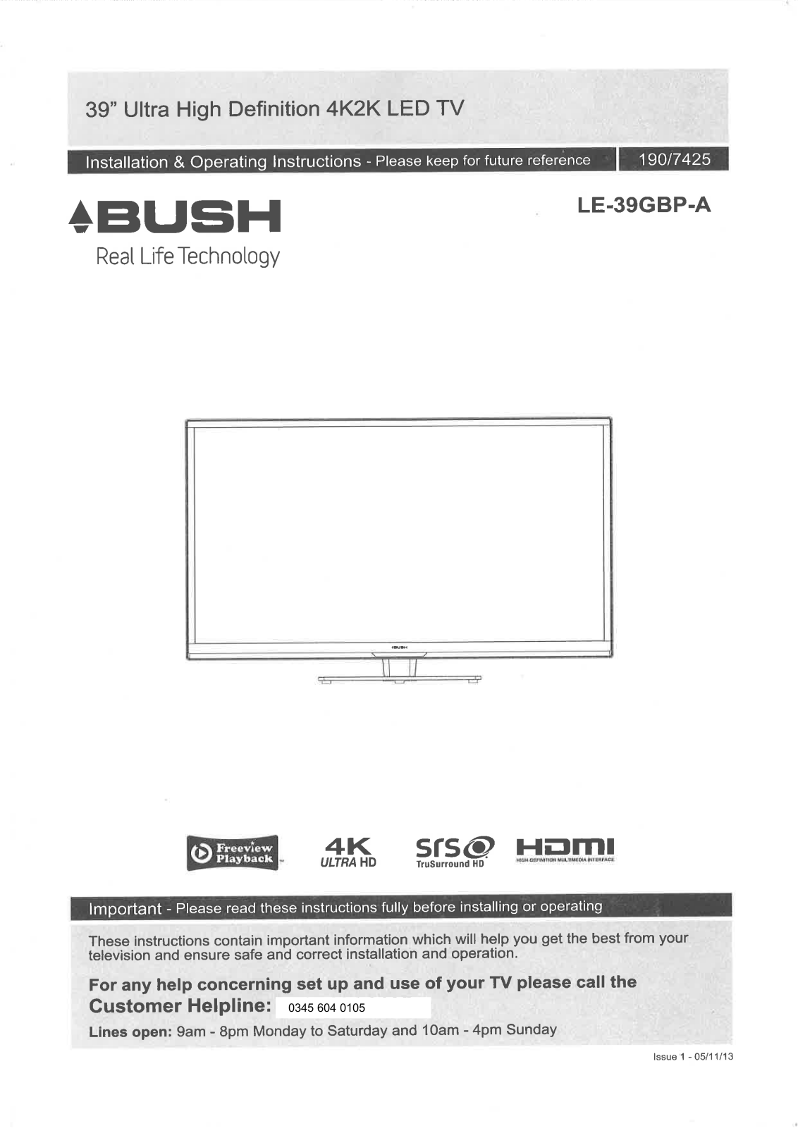 Bush LE-36GBP-A Instruction manual