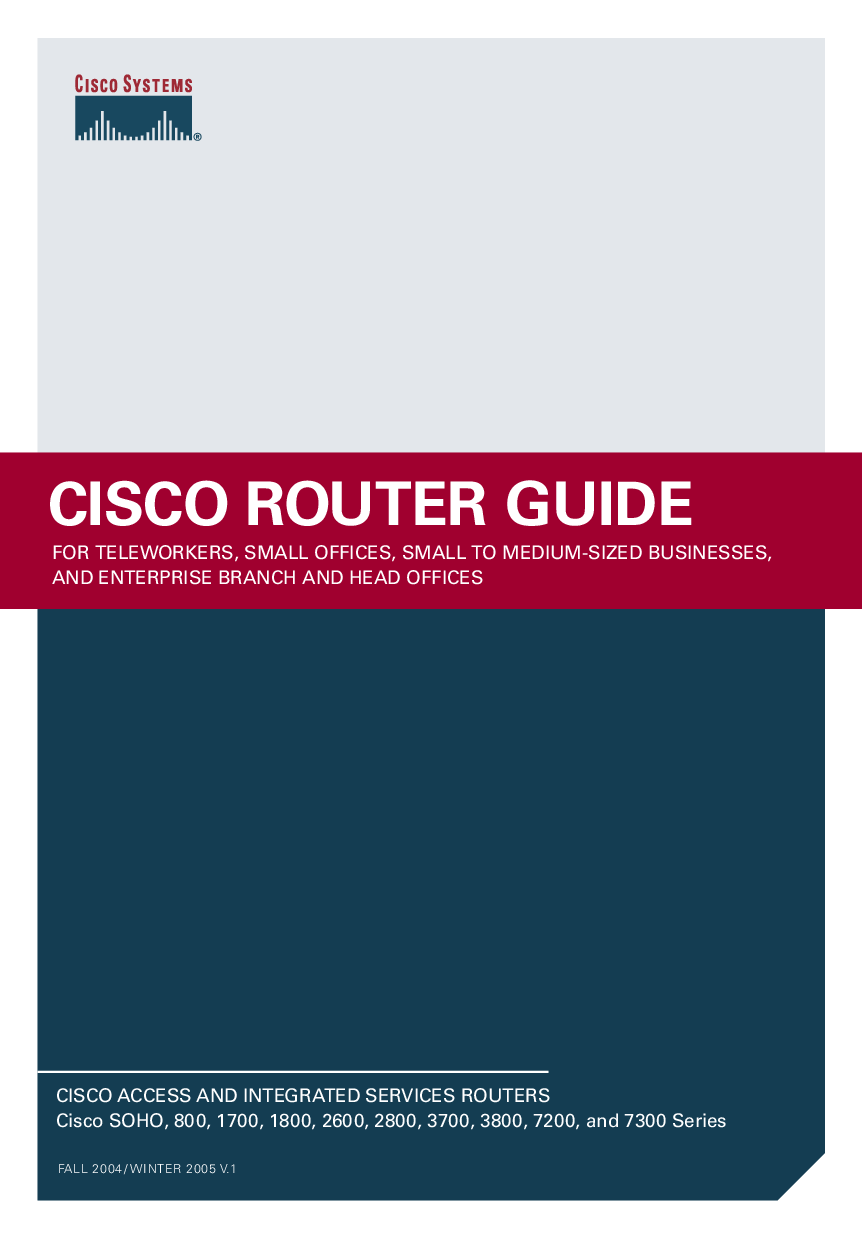 Cisco 1700, 800, 1800, 3700, 7300 User Manual