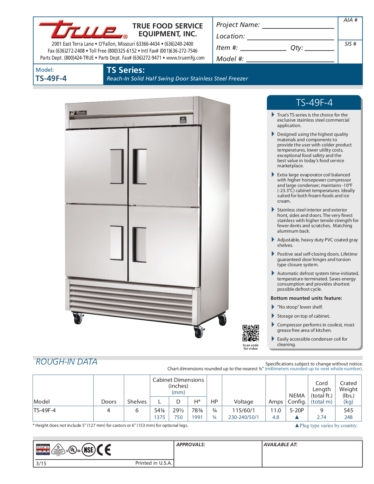 True TS-49F-4 User Manual