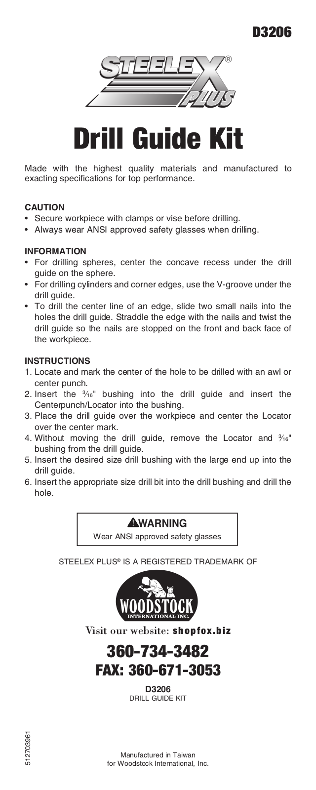 Woodstock D3206 User Manual