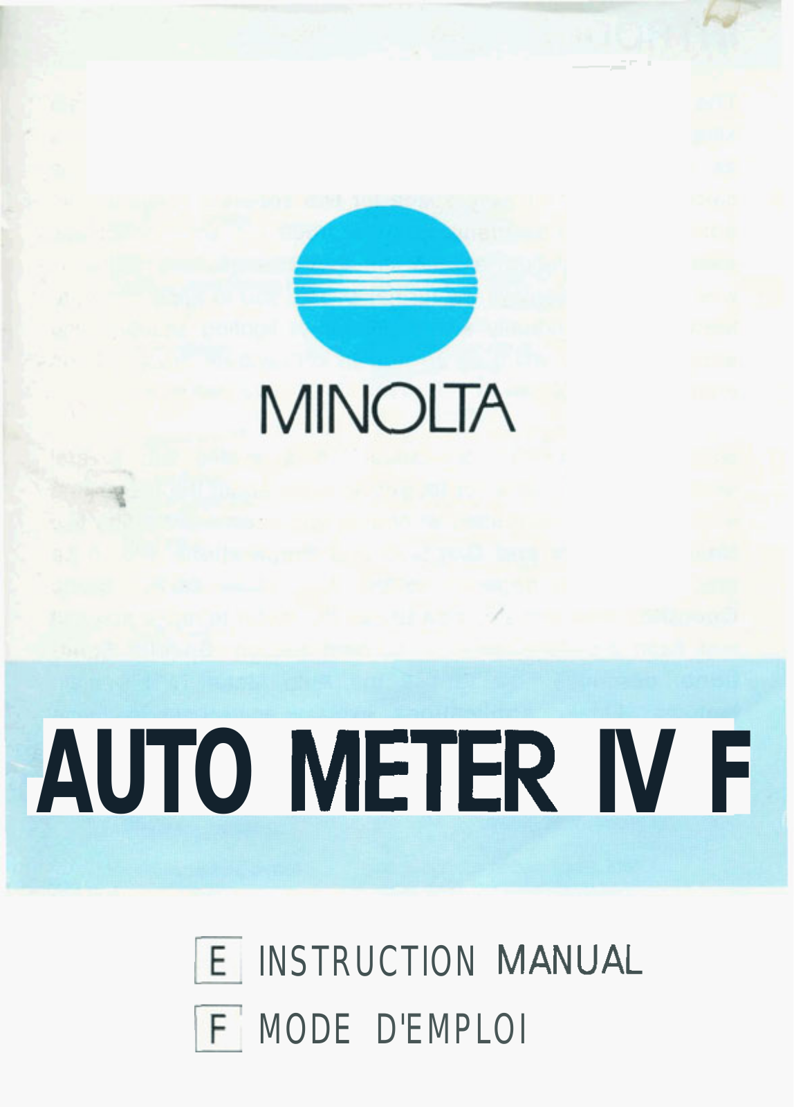Minolta AUTO METER IV F User Manual