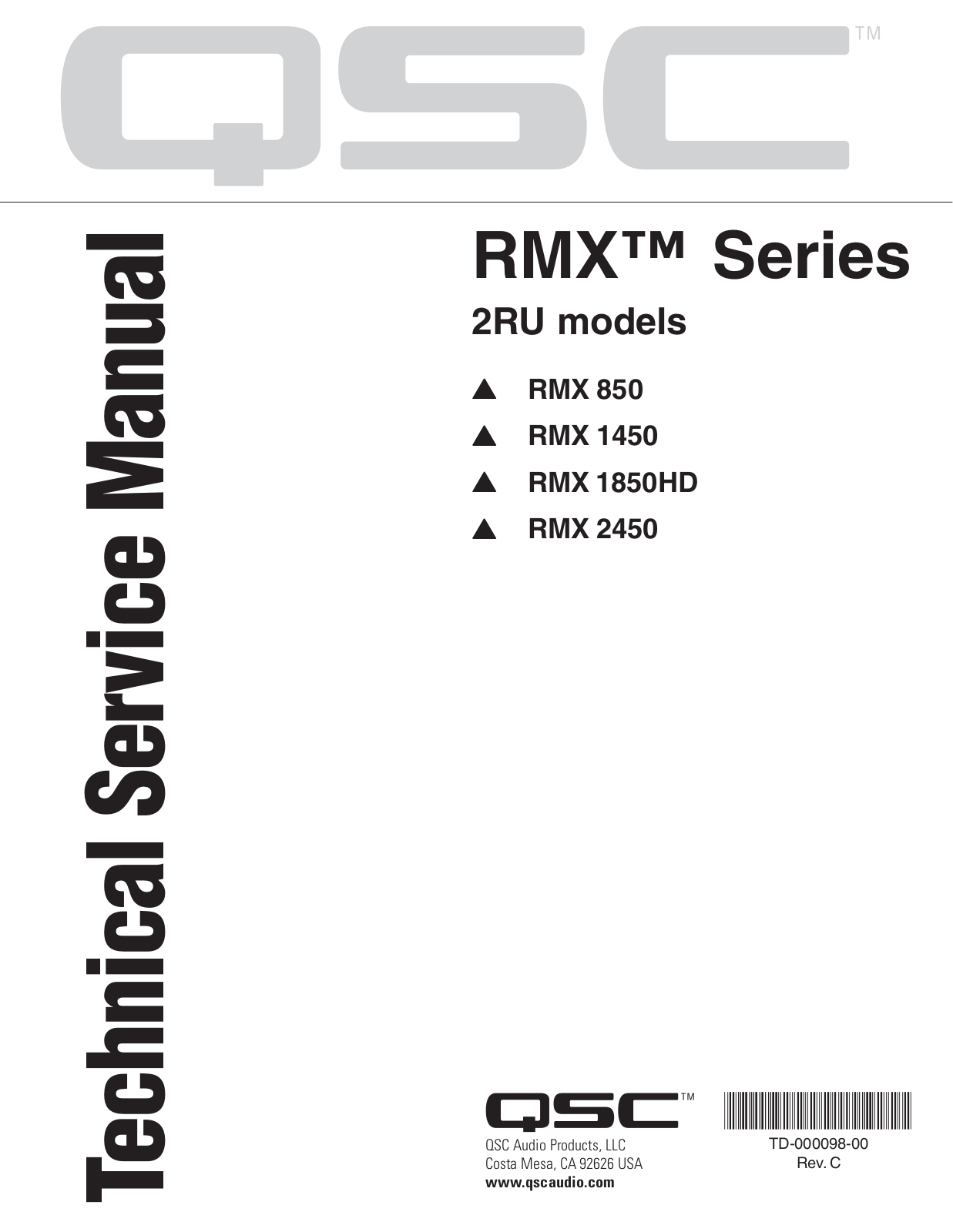Qsc RMX 850, RMX 1450, RMX 1850HD, RMX 2450 User Manual