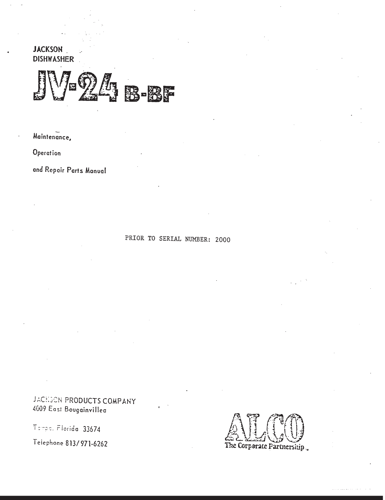 Jackson JV-24-B-BF Parts List