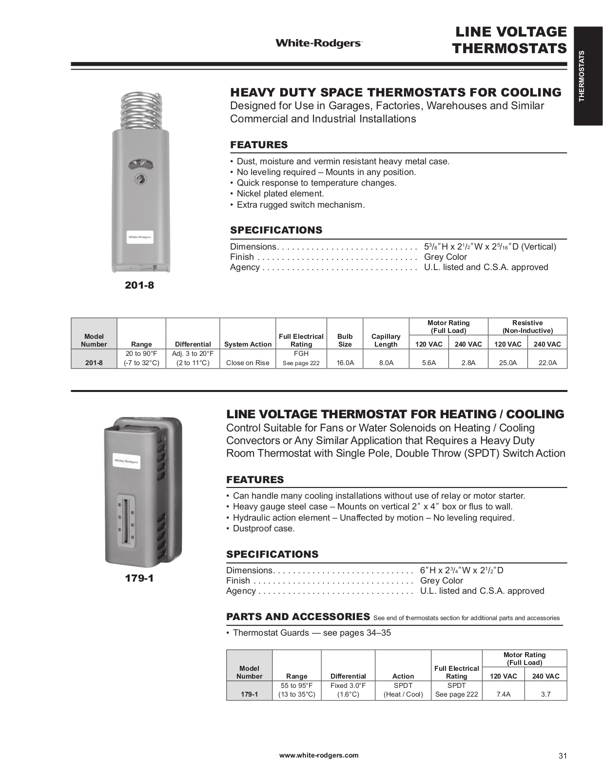 White Rodgers 179-1 Catalog Page